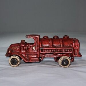 Toy Red Cast Iron Car Champion Gas Truck 1930 Tanker 4-3/4" inch Vintage